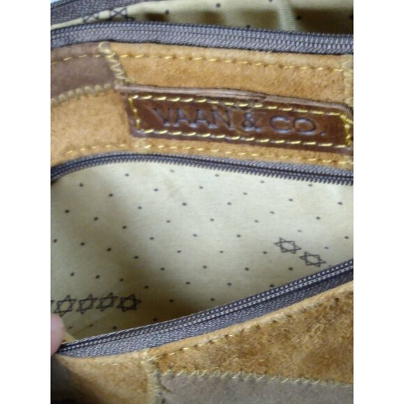 Vaan & Co Leather And Suede Crossbody Bag Print Patchwork Purse Small Handbag - Picture 7 of 7